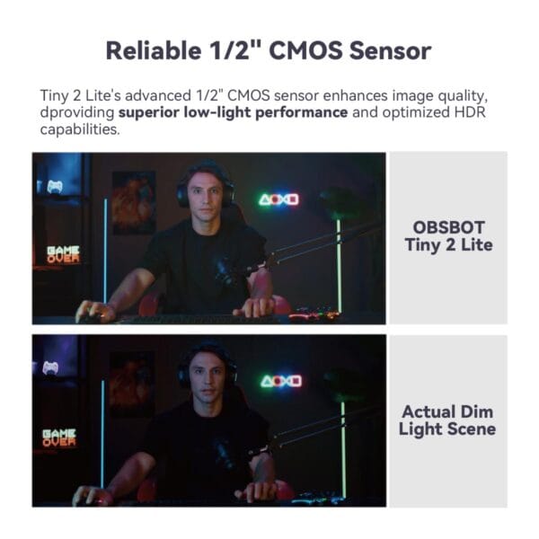 OBSBOT Tiny 2 Lite AI-Powered 4K UHD PTZ Webcam, 1/2