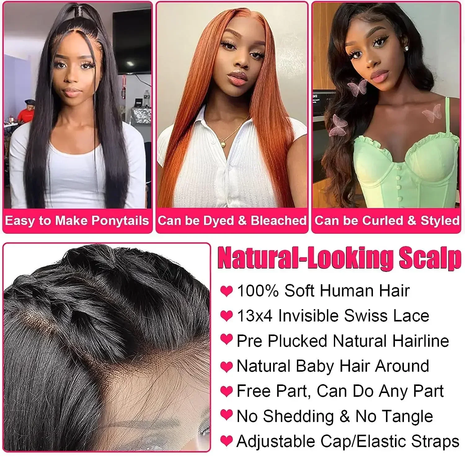 200 Density 13x4 13x6 Full Frontal 360 HD Transparent Lace 40 46 Inch Long Straight 5x5 Closure Human Hair Pre plucked Wigs - Image 5