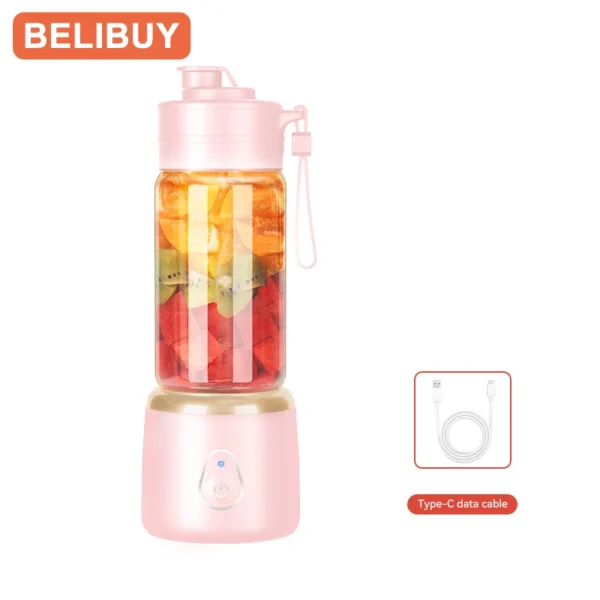 Portable Blender Electric Juicer 600ML Fruit Mixers 2000mAh USB Rechargeable Smoothie Mini Blender Multifunction Juice Maker - Image 8