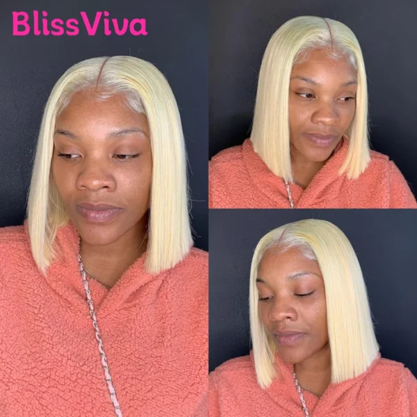 13x6 Short Bob Wigs Silver Grey Lace Front Wigs Human Hair Pre Plucked Ash Gray Blonde 613 Lace Frontal Wig Human Hair Bob Wig - Image 7