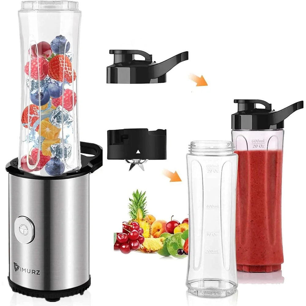 Portable Blender & Smoothie Maker Personal Mini Blender Electric Mixer with 2x600ml Blending Bottles for Smoothie,Milkshake - Image 3