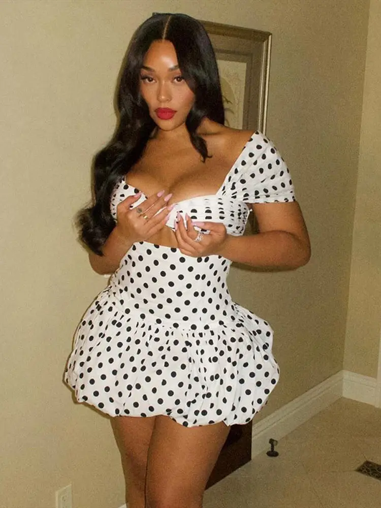 Elegant Polka Dot Low Cut Mini Dresses Women Retro Sleeveless Hollow Slim Bubble Dress Female Summer Chic Street Party Vestidos - Image 6