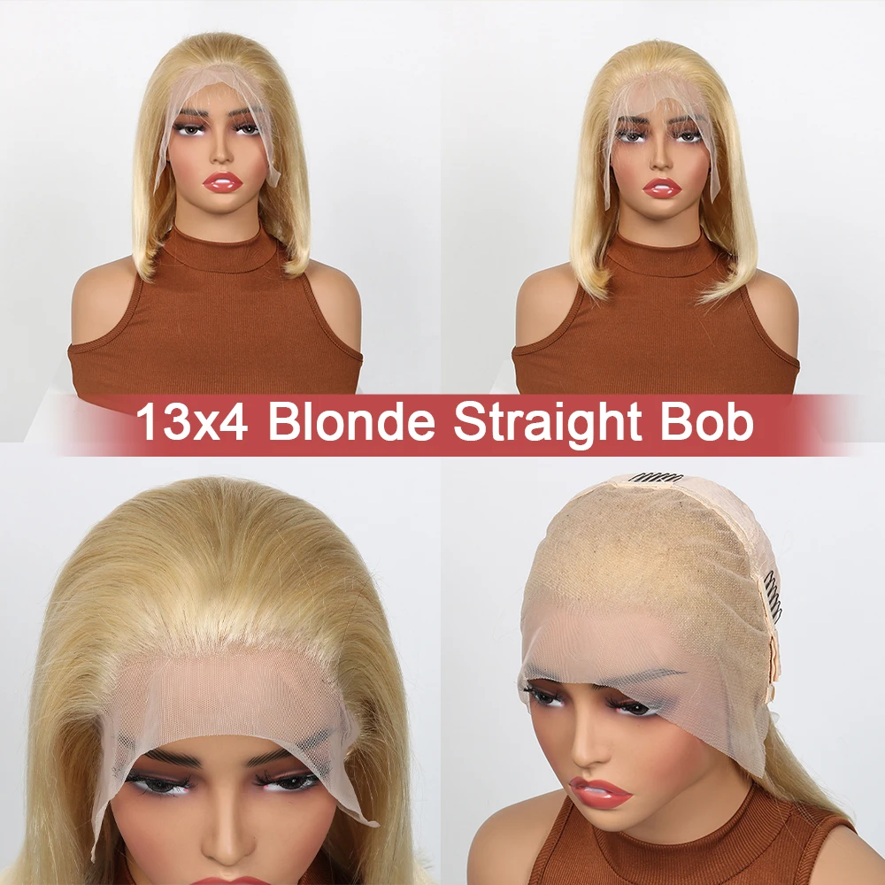 Blonde Bob Wig 100% Human Hair 13X4 lace Front Bob Wig Pre Plucked With Baby Hair 180% Density 613 Lace Frontal Wig Human Hair - Image 6