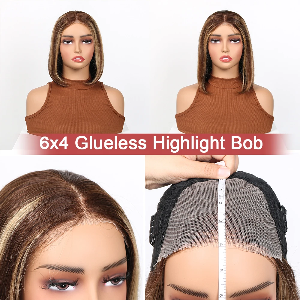 Blonde Bob Wig 100% Human Hair 13X4 lace Front Bob Wig Pre Plucked With Baby Hair 180% Density 613 Lace Frontal Wig Human Hair - Image 7