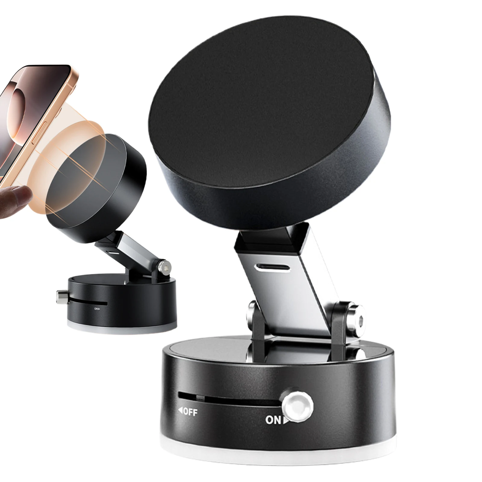 Vacuum Suction Cup Magnetic Car Phone Holder Double-Sided Foldable Magnetic Auto Phone Bracket For Car Interior Accessories - Image 3