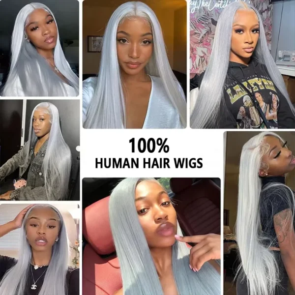 30 Inch Straight Lace Front Wig Human Hair Light Grey 13x6 hd Lace Front Wig Human Hair Pre Plucked 13x4 Lace Front Colored Wig - Image 5
