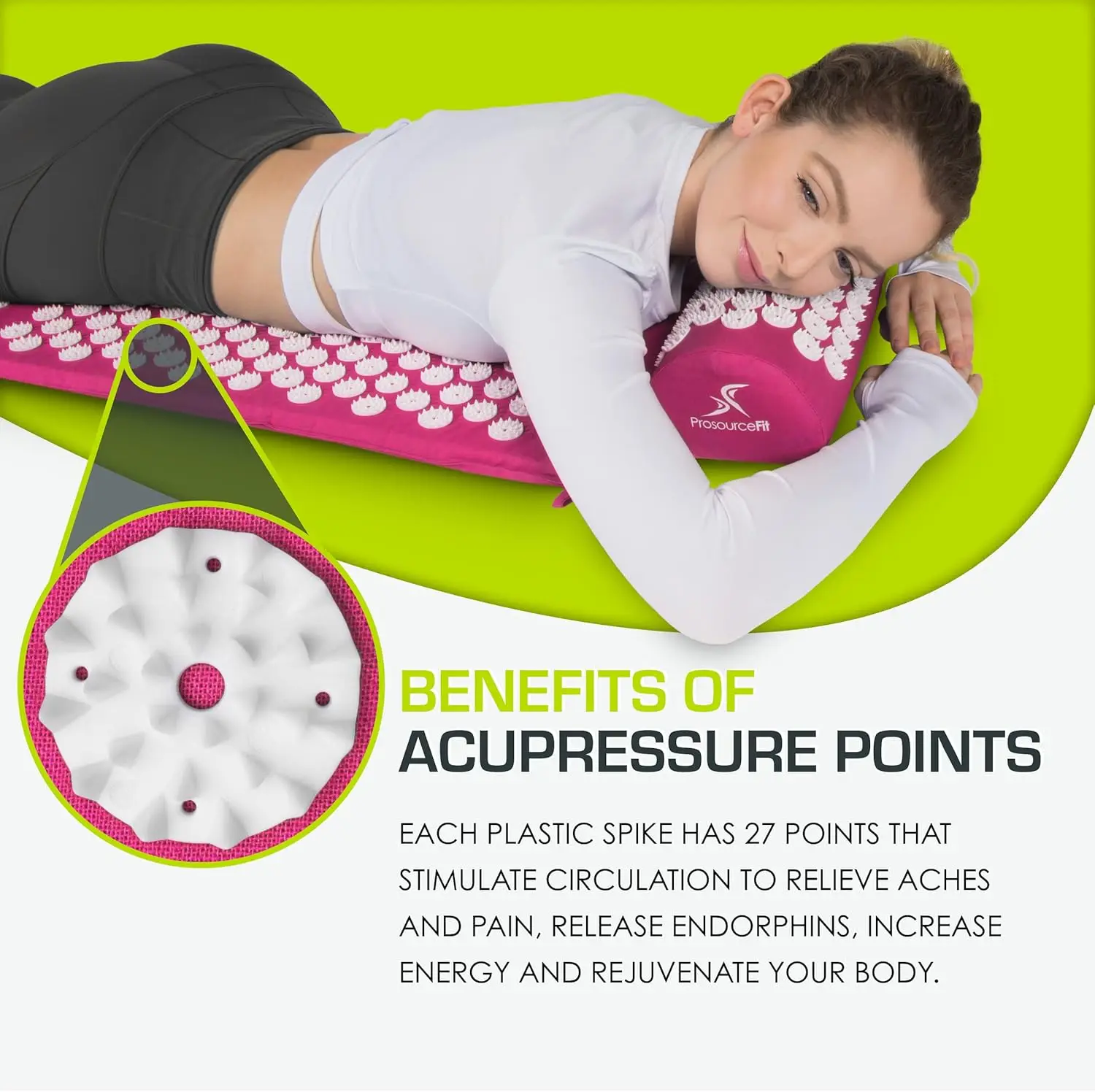 Acupressure Mat and Pillow Set for Back/Neck Pain Relief and Muscle Relaxation - Image 3