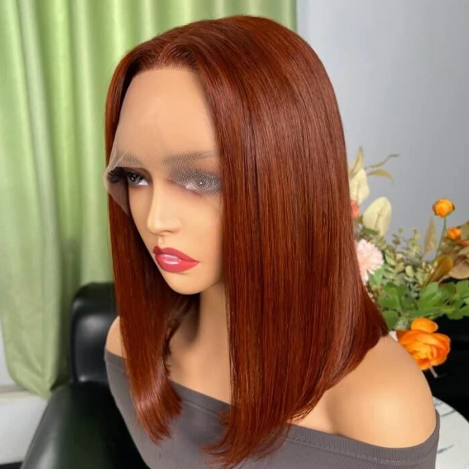 Burgundy HD Transparent Short Bob Human Hair Wigs Peruvian 99J Red Straight 13x6x2 Lace Front Wig For Women Pre Plucked - Image 10