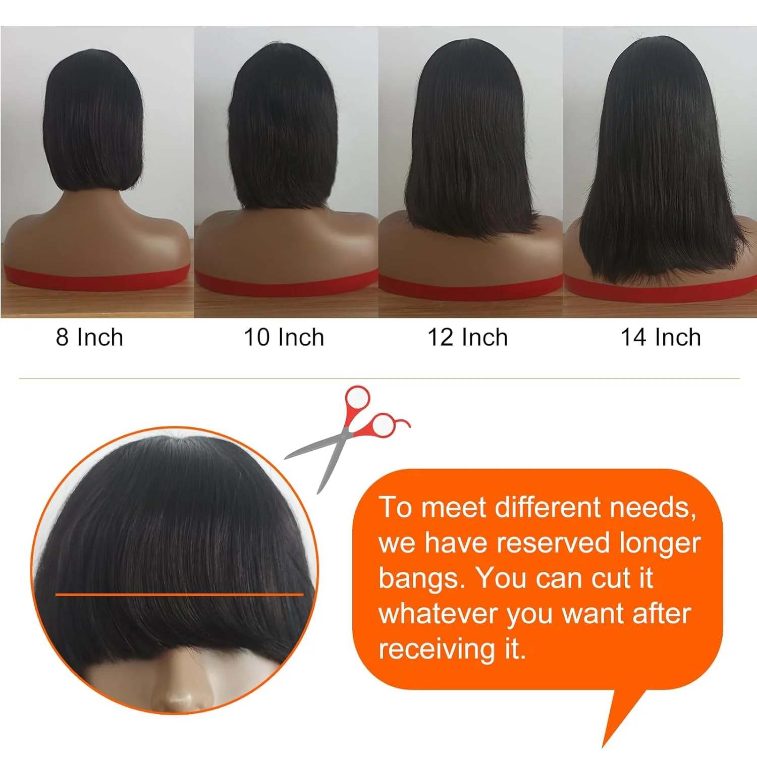 Human Hair Bob Wig Brazilian Straight Human Hair Wigs With Bangs None Lace Front Wigs Glueless Machine Made Wigs For black Women - Image 5