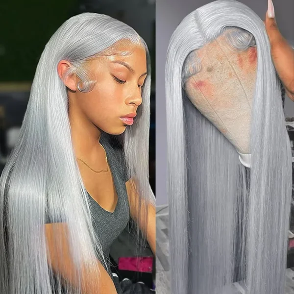 30 Inch Straight Lace Front Wig Human Hair Light Grey 13x6 hd Lace Front Wig Human Hair Pre Plucked 13x4 Lace Front Colored Wig - Image 7