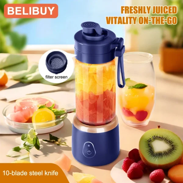 Portable Blender Electric Juicer 600ML Fruit Mixers 2000mAh USB Rechargeable Smoothie Mini Blender Multifunction Juice Maker - Image 2