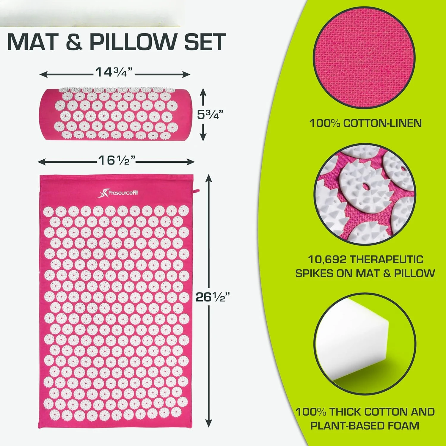 Acupressure Mat and Pillow Set for Back/Neck Pain Relief and Muscle Relaxation - Image 2