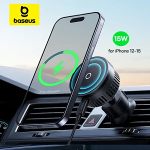 Baseus For iPhone 12-16 15W Magnetic Car Wireless Charger Phone Holder Fast Charging Air Vent Charger Holder for Huawei Samsung