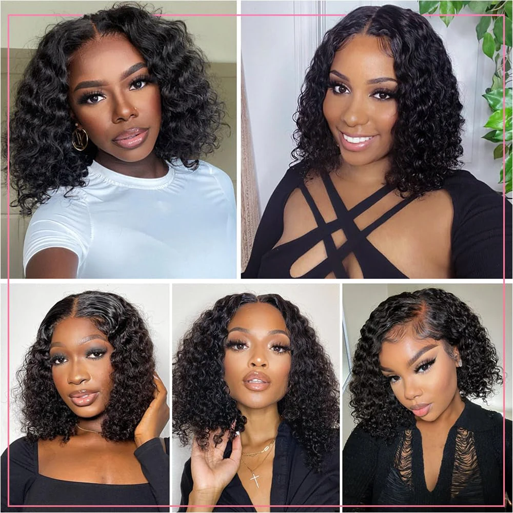13X4 Lace Frontal Bob Wig for Women Water Wave Short Bob Wig Human Hair Full Lace Front Wig Deep Wave Curly Human Hair Wigs - Image 6