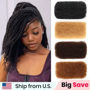 QVR Brazilian Remy Hair Afro kinky Curly Bulk Human Hair For Braiding 1 Bundle 50g/pc Natural Color Braids Hair No Weft US SHip