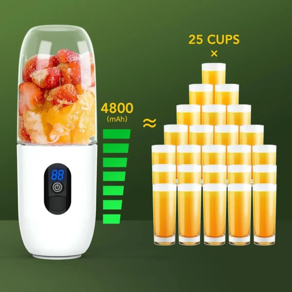 Compact and Lightweight Portable Mini Blender Bottle for Shakes and Smoothies, 17 Oz Capacity, 4800mAh Battery, USB Rechargeable - Image 5