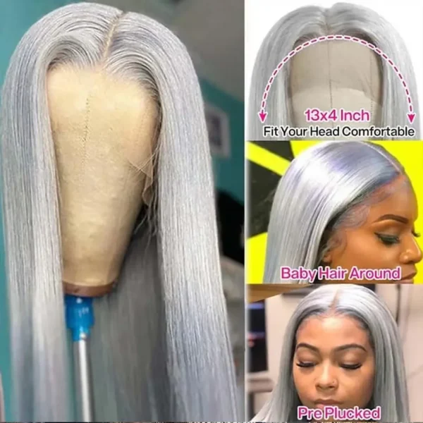 30 Inch Straight Lace Front Wig Human Hair Light Grey 13x6 hd Lace Front Wig Human Hair Pre Plucked 13x4 Lace Front Colored Wig - Image 2