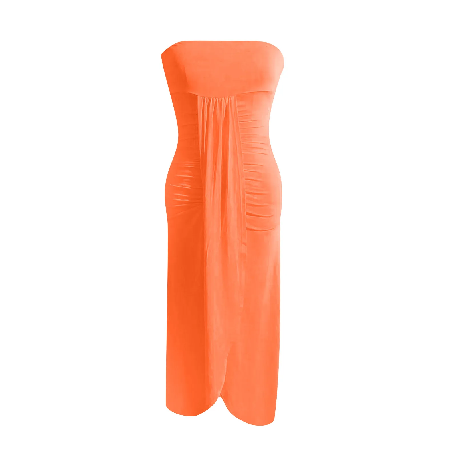 Vestidos Women'S Dress Sexy Solid Color Dress Sleeveless Strapless Hip-Hugging Wrap Chest Irregular Draped Party Summer Dress - Image 5