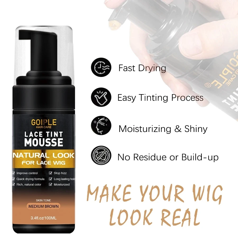 GOIPLE Melting Spray Glue for Lace Front Wig Tint Mousse Foam Waterproof Hair Extension Bond Adhesive Wax Stick Edge Control Gel - Image 2