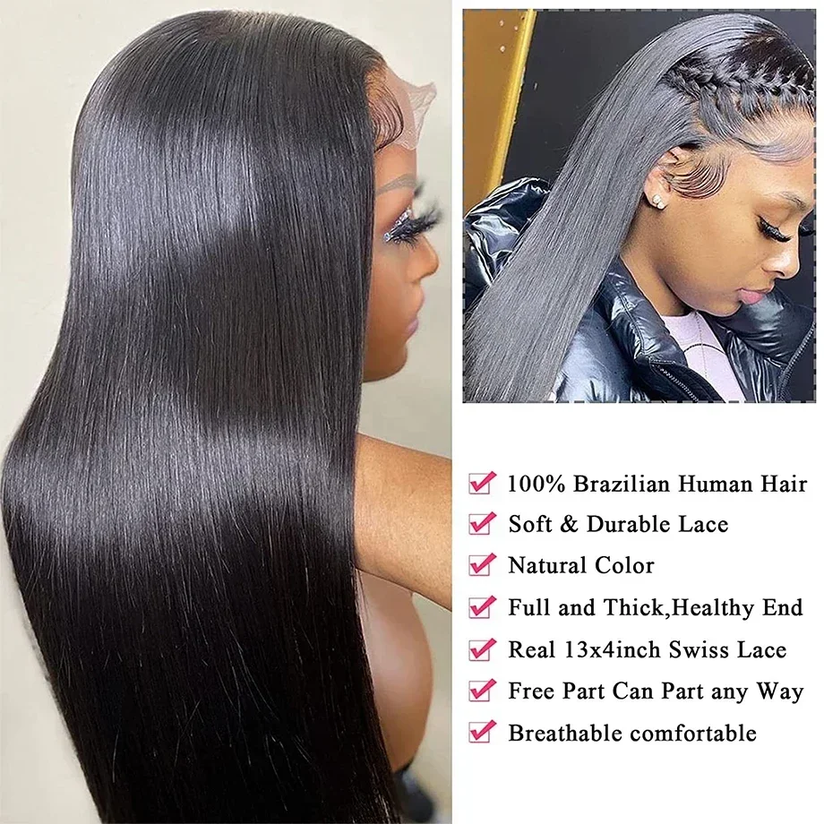 200 Density 13x4 13x6 Full Frontal 360 HD Transparent Lace 40 46 Inch Long Straight 5x5 Closure Human Hair Pre plucked Wigs - Image 4