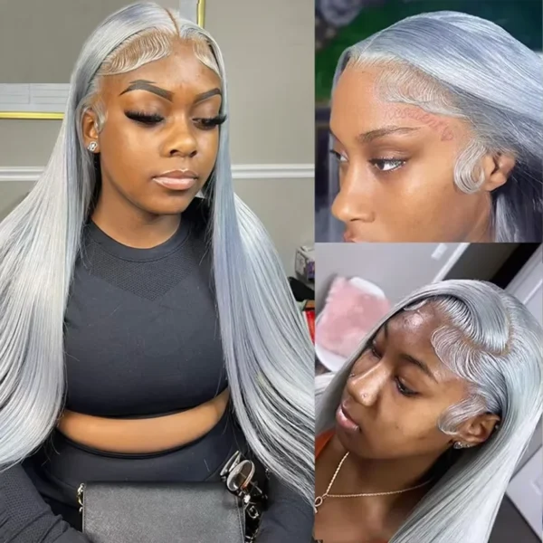 30 Inch Straight Lace Front Wig Human Hair Light Grey 13x6 hd Lace Front Wig Human Hair Pre Plucked 13x4 Lace Front Colored Wig - Image 4
