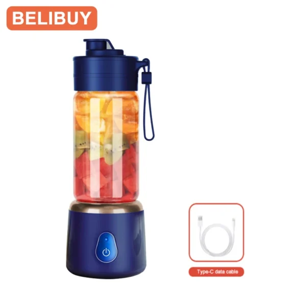 Portable Blender Electric Juicer 600ML Fruit Mixers 2000mAh USB Rechargeable Smoothie Mini Blender Multifunction Juice Maker - Image 7