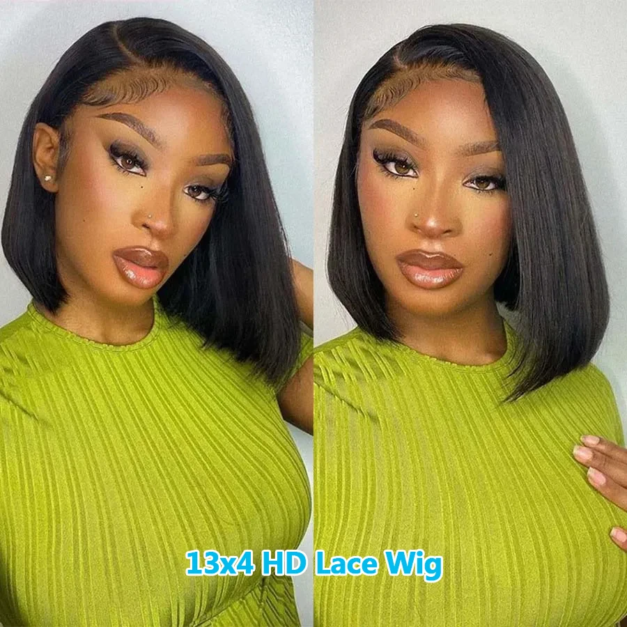 Short Straight Bob Wigs Human Hair 13x4 Bob Lace Front Wigs 180% Densit 12 Inch Brazilian HD Lace Frontal Wig For Women - Image 2