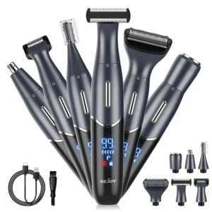 Sejoy 6 In 1 Body Hair Trimmer Kit Electric Beard Shaver Men&Women Nose Hair Trimmer Eyebrow Razor Portable Body Shaver IPX5 T