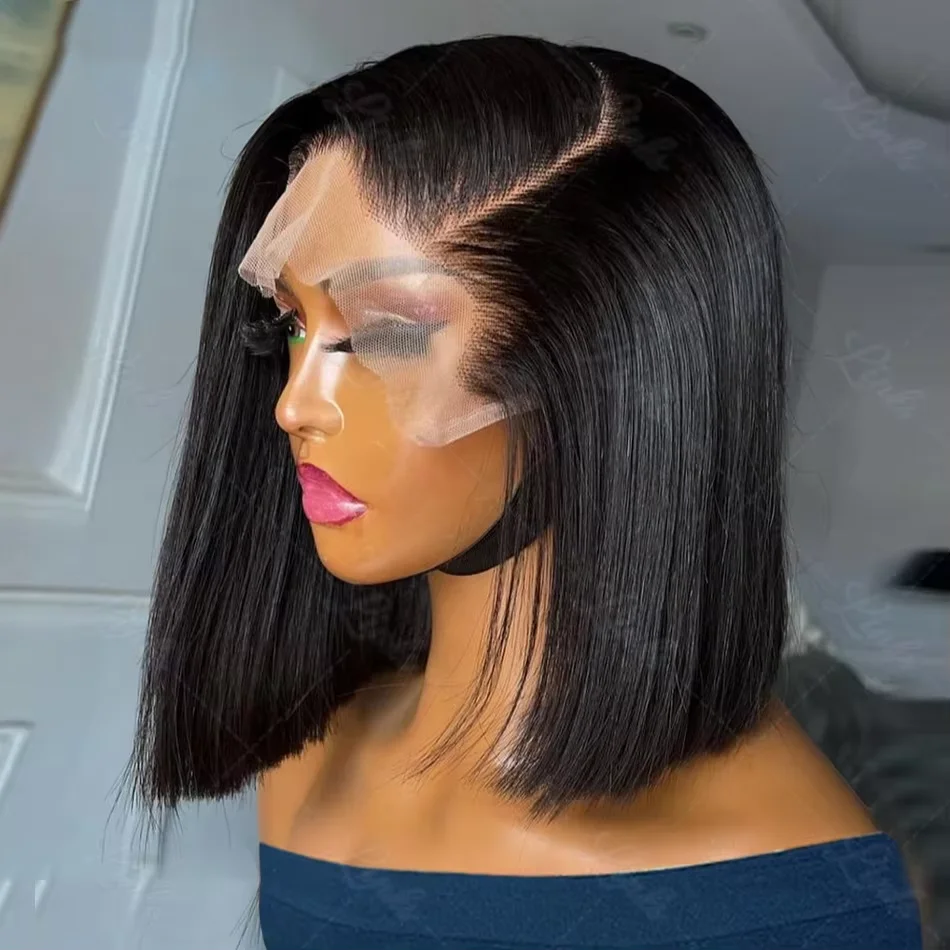 Short Straight Bob Wigs Human Hair 13x4 Bob Lace Front Wigs 180% Densit 12 Inch Brazilian HD Lace Frontal Wig For Women