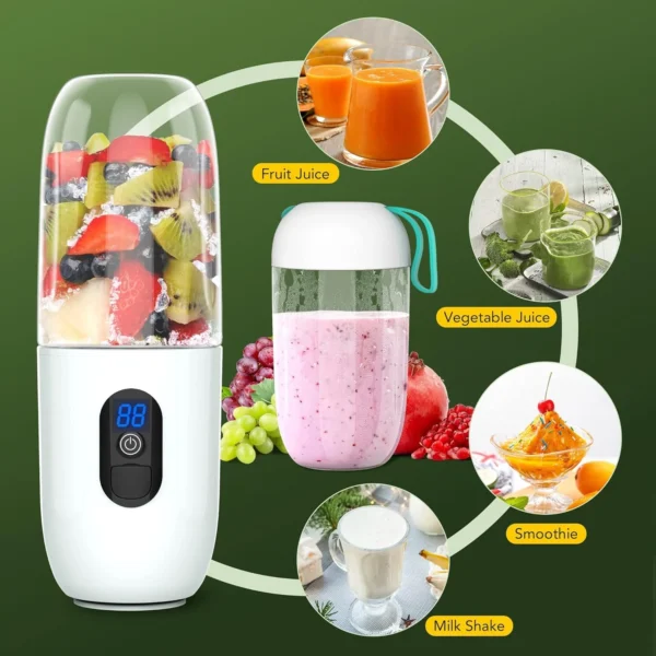 Compact and Lightweight Portable Mini Blender Bottle for Shakes and Smoothies, 17 Oz Capacity, 4800mAh Battery, USB Rechargeable - Image 3