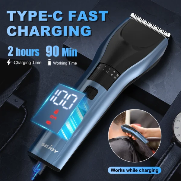 Sejoy Hair Trimmer Electric for Men Women rechargeable LED Display Hair Clipper  Beard Shaving Body Trimmer Professional Barber - Image 3