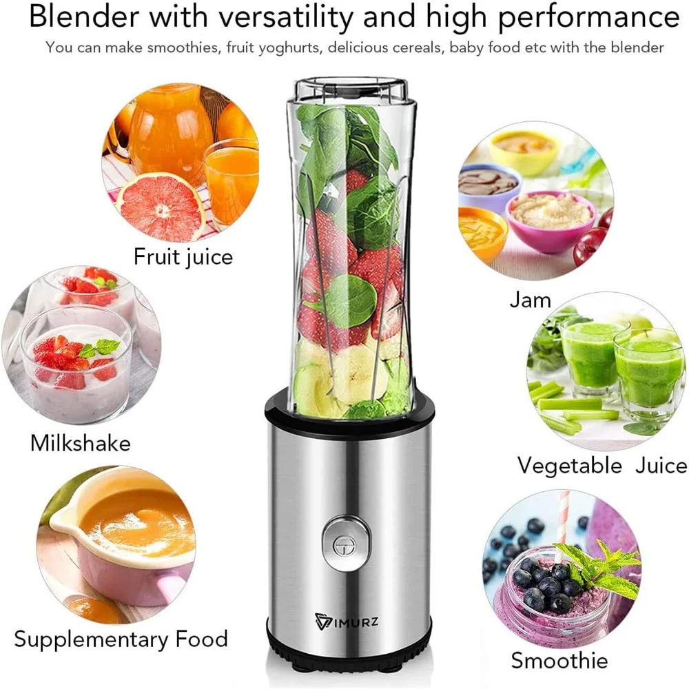 Portable Blender & Smoothie Maker Personal Mini Blender Electric Mixer with 2x600ml Blending Bottles for Smoothie,Milkshake - Image 4