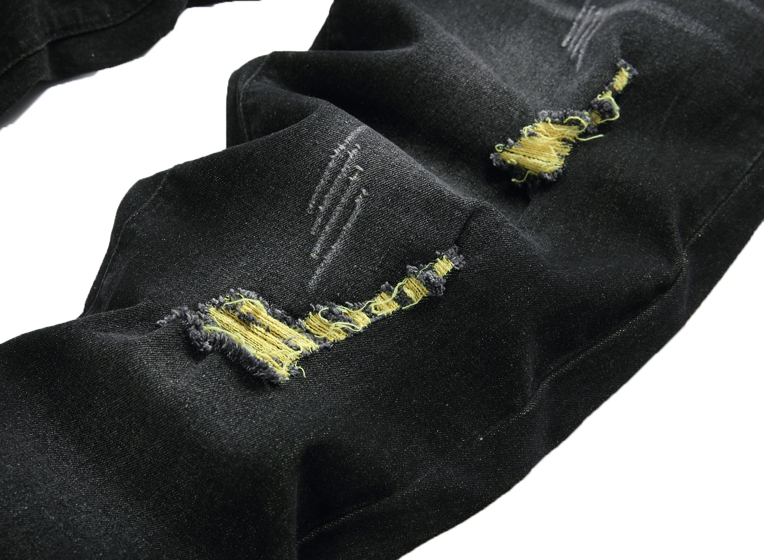 Men's Black Jeans Elastic Black Cattle Destroyed Jeans Long Pants For Casual Outings, Parties, And Dates 515-1 - Image 4