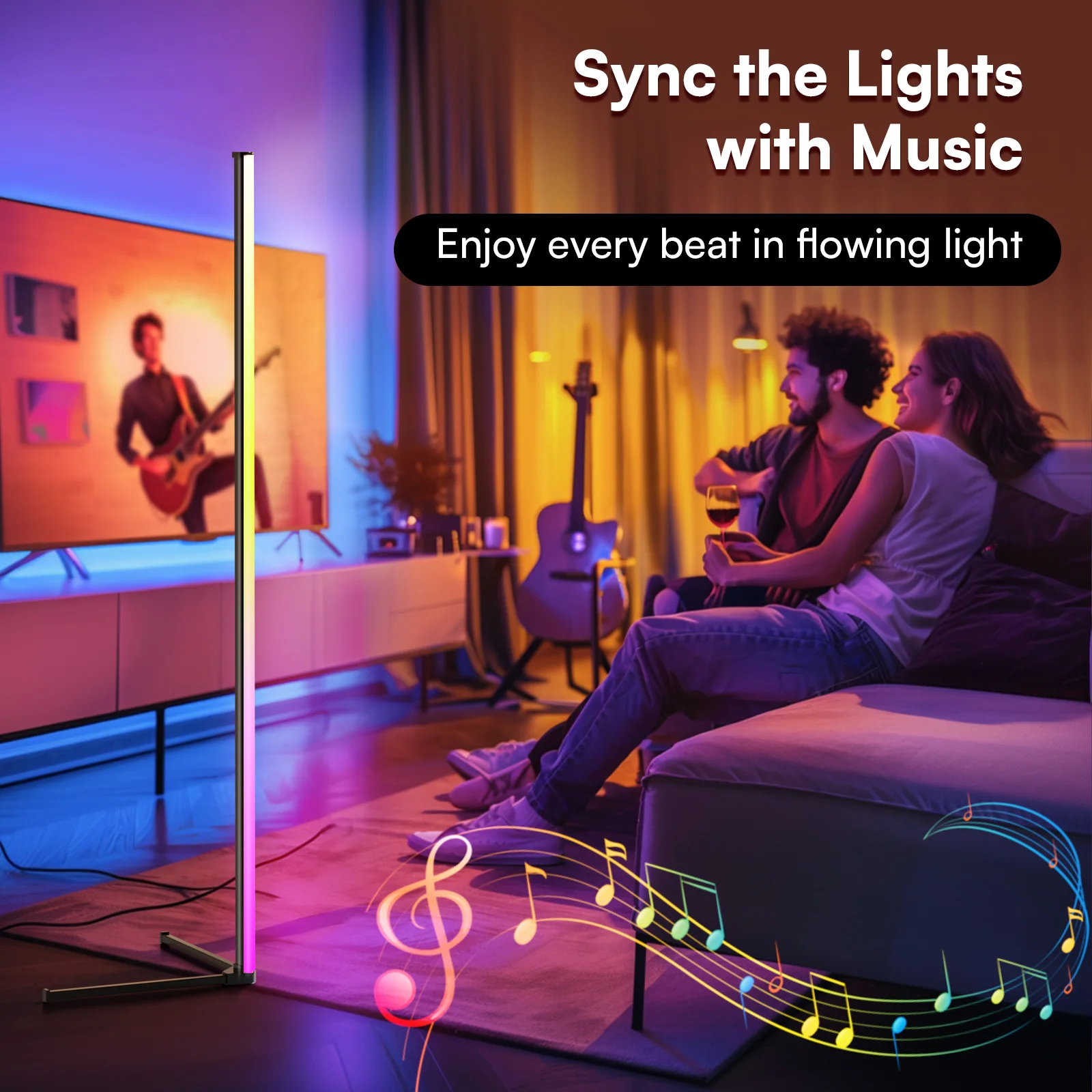 LED 1/2 Pack Corner Floor Lights -16Million DIY Color Changing, RGB Smart Lights 56 Inch With Remote Control And APP Control - Image 3