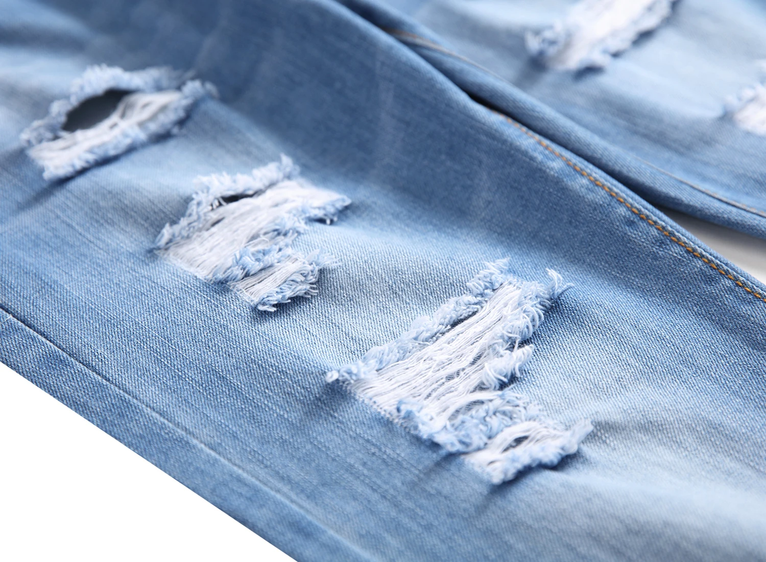 Men's Light Blue Jeans; Men's Fashionable Distressed Jeans; Party Suitable Jeans 305L - Image 3