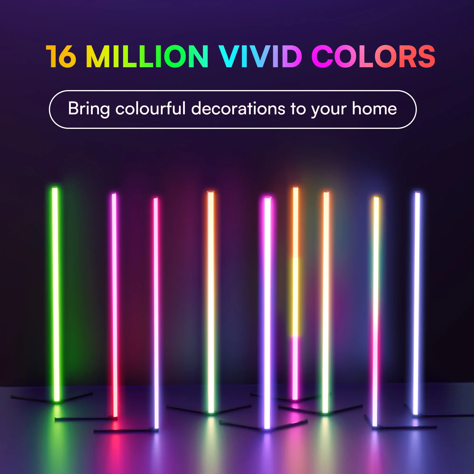 LED 1/2 Pack Corner Floor Lights -16Million DIY Color Changing, RGB Smart Lights 56 Inch With Remote Control And APP Control - Image 4