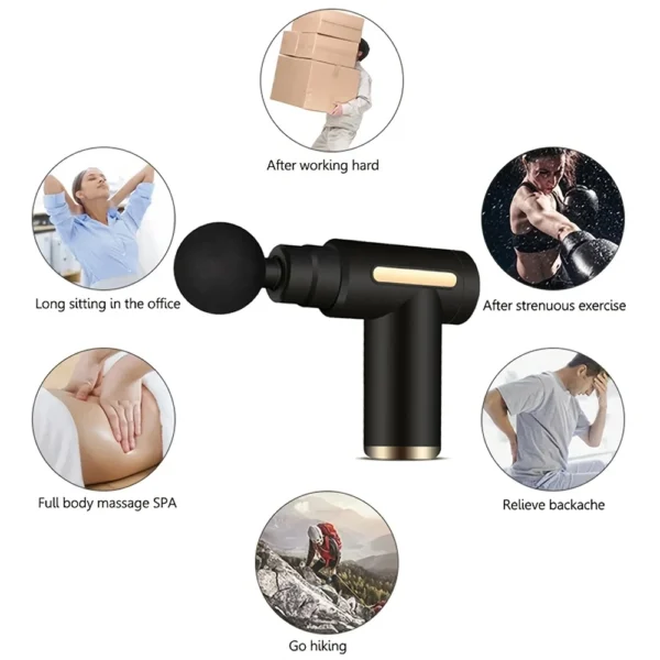 Mini Fascia Massage Gun Electric Massager Body Relaxation Belt 4 Replaceable Heads Fitness Equipment Fascia Gun - Image 3