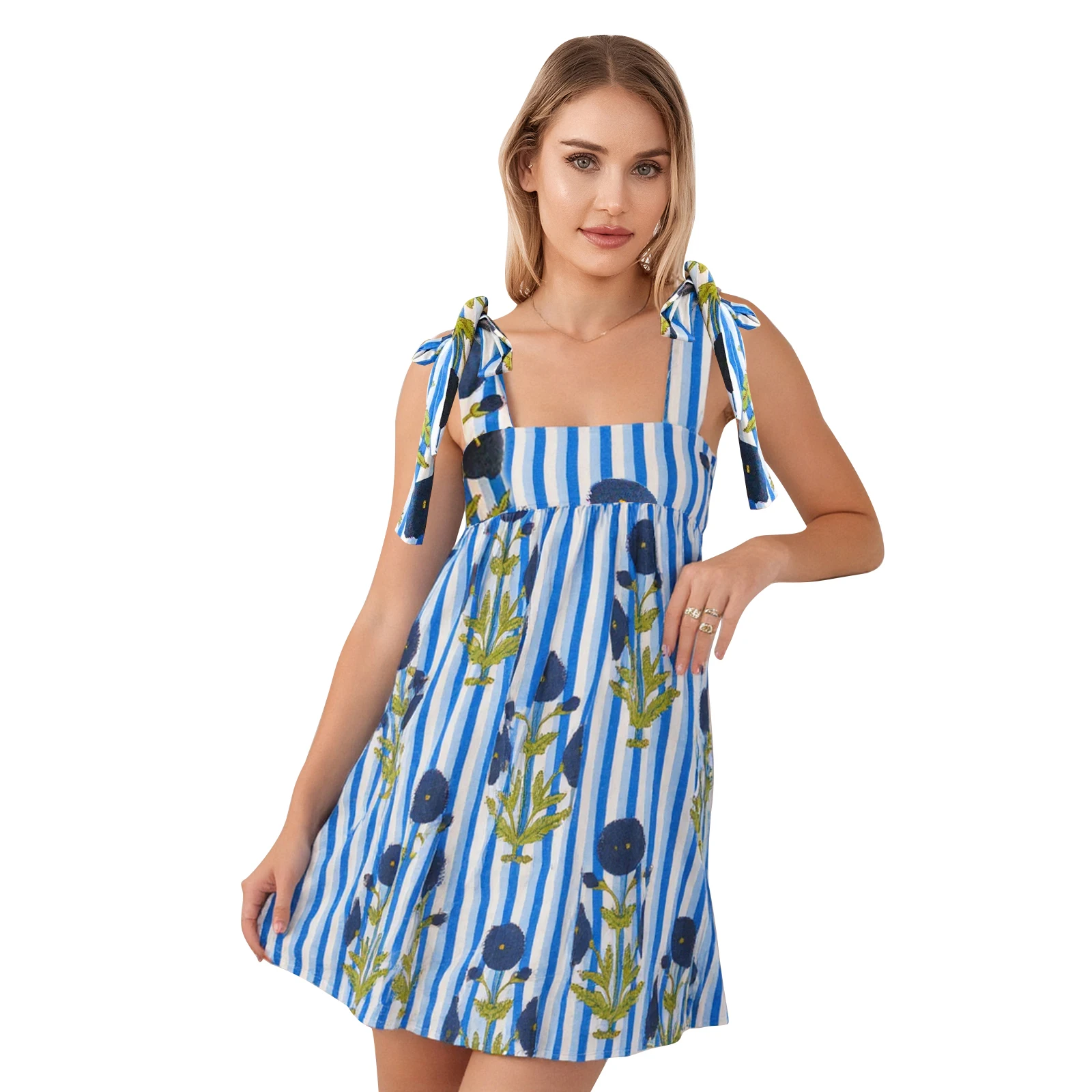 Women s Boho Floral Print Spaghetti Strap Maxi Dress with Ruffle Hem for Summer Vacation Beach Party Casual Wear - Image 6