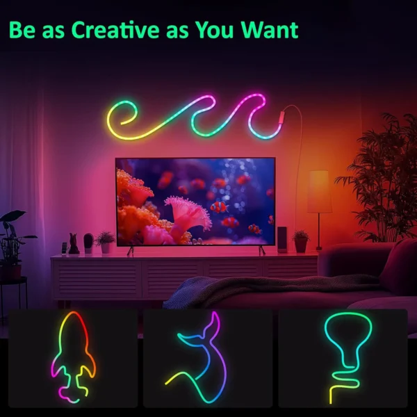 Neon LED Rope Lights,  LED Lights For Bedroom Flexible LED Light Strip With Remote And APP Control RGB Lighting Strip - Image 6