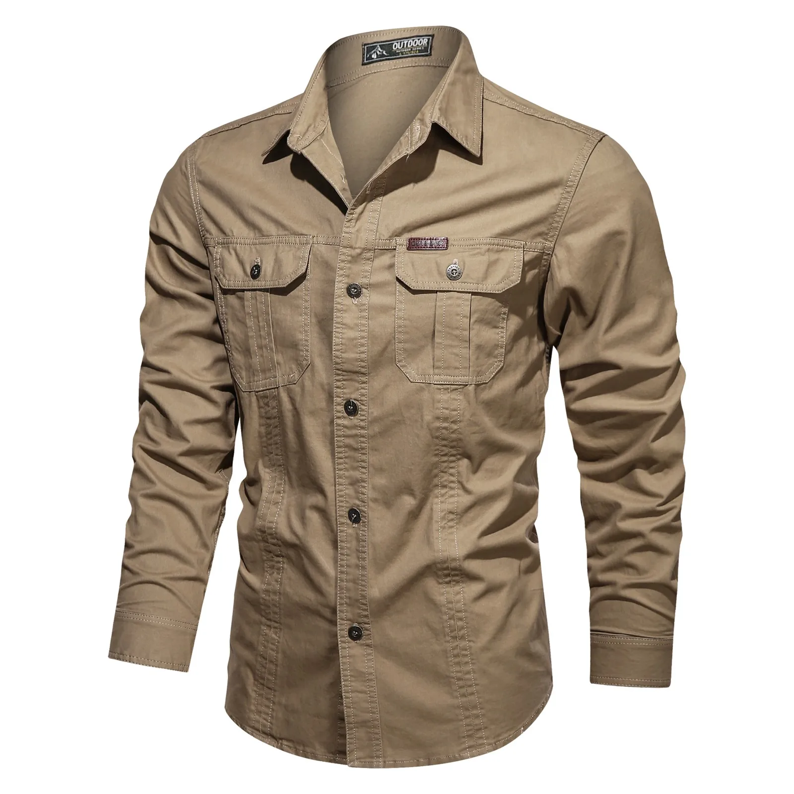 2023 Cargo Shirt Men Casual Cotton Shirts Militar Overshirt Blue / Green / Khaki Plus Size 4XL Spring Autumn Long Sleeve Shirt - Image 9