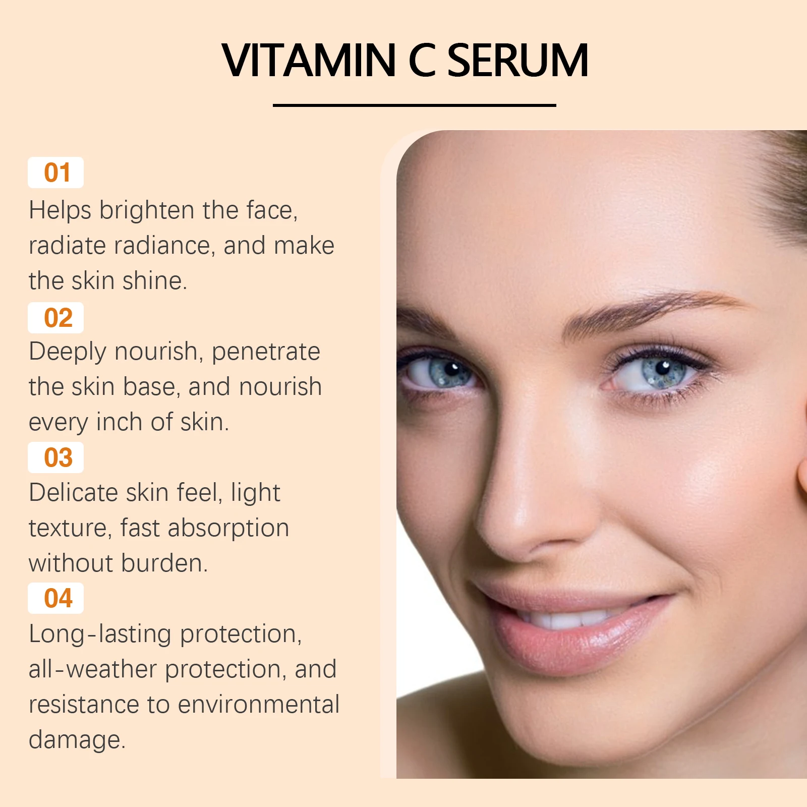 Vitamin C Wrinkle-reducing Facial Serum Lifting Firming Lightening Fine Lines Serum Brightening Moisturizing, Skin Care Products - Image 4