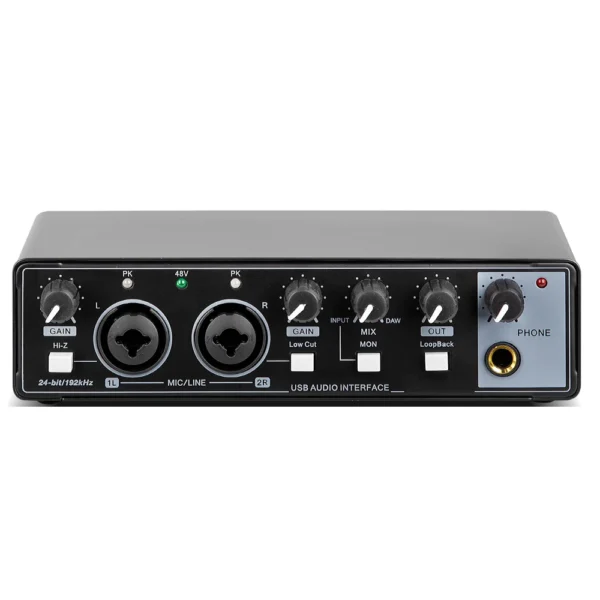 MD22 Recording Sound Card 48V Phantom Power 24-bit/192 KHZ USB Audio Interface with Loopback Monitor for Guitar Recording - Image 7