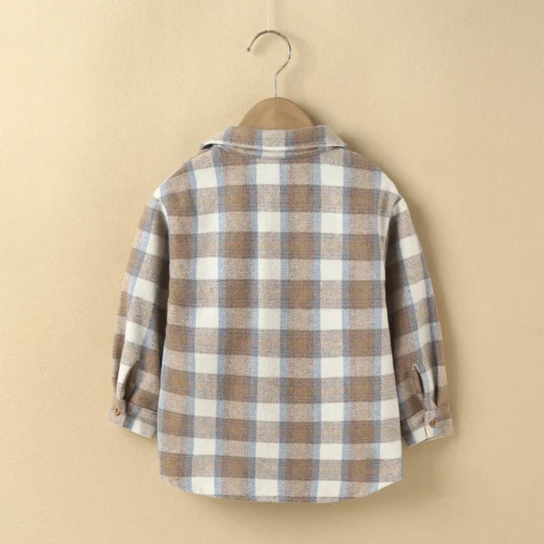 2021-11-12 Lioraitiin 2-7Y Autumn Causal Baby Boys Girl’s Lapel Shirt Outfits Long Sleeves Plaid Printed Single-breasted Jacket - Image 6