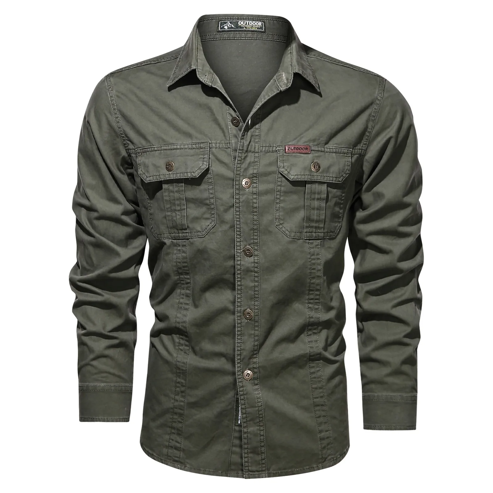 2023 Cargo Shirt Men Casual Cotton Shirts Militar Overshirt Blue / Green / Khaki Plus Size 4XL Spring Autumn Long Sleeve Shirt