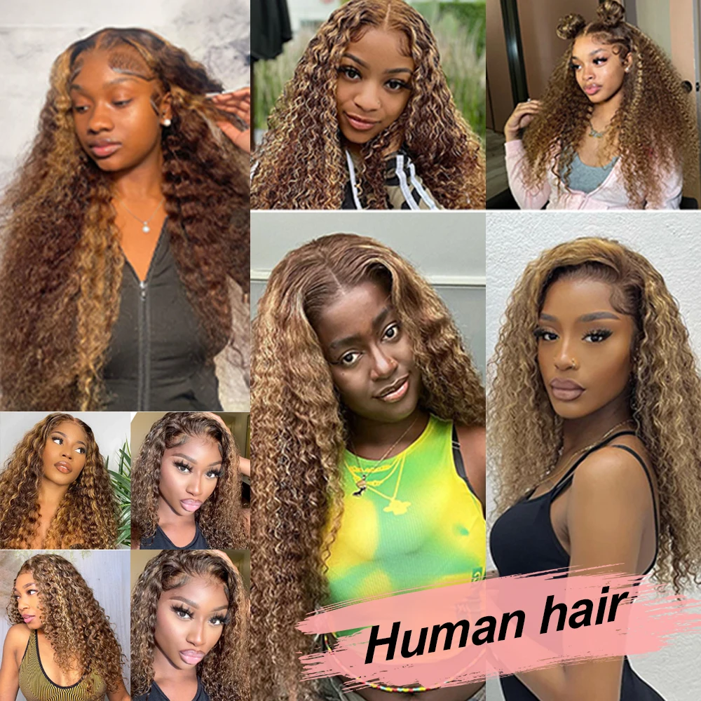 4/27 Ombre Curly Highlight Wig Human Hair Preplucked 7x5 Lace Closure Glueless Wigs Human Hair Deep Wave Ready To Wear For Women - Image 5