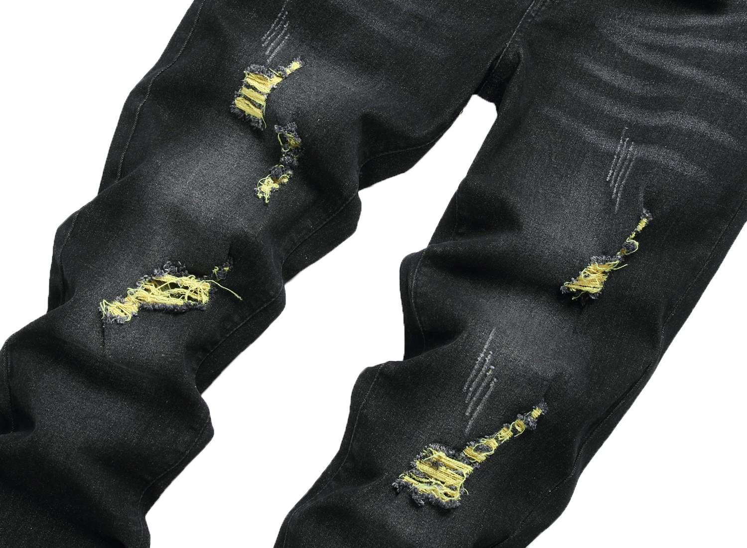 Men's Black Jeans Elastic Black Cattle Destroyed Jeans Long Pants For Casual Outings, Parties, And Dates 515-1 - Image 3