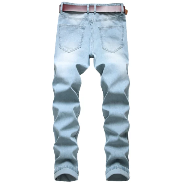 Men's Casual Slim Fit Jeans, Fashion Flower Embroidery Casual Jeans LY026 - Image 2