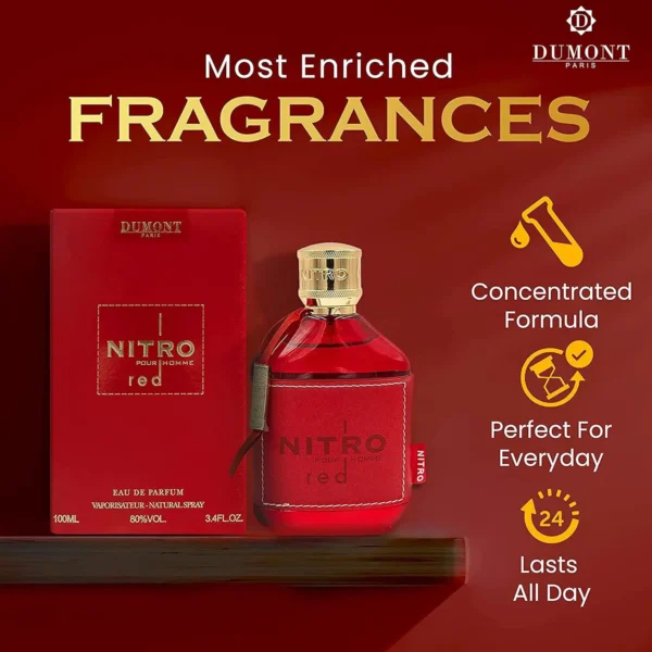 NITRO RED - 3.4oz - Eau De Parfum - Luxury Perfume for Men - Fruit, Woody, Floral & Masculine Fragrance - Long Lasting - Image 2