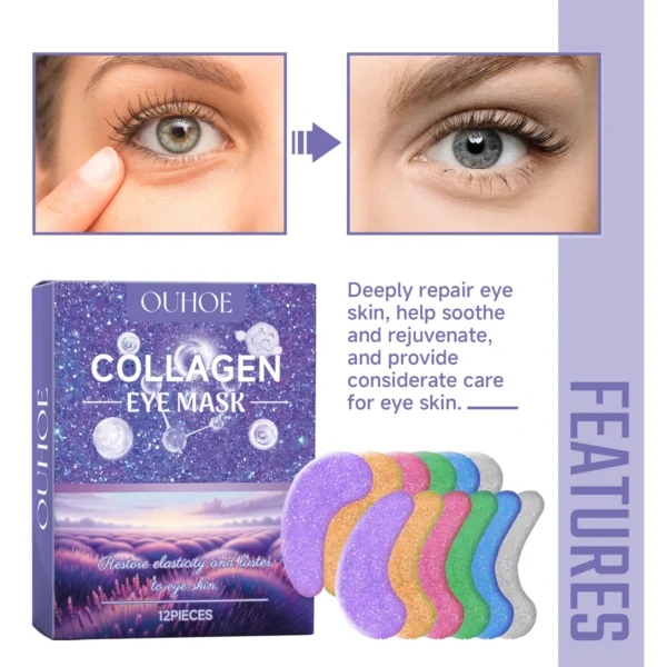 Collagen Eye Mask To Reduce Dark Circles and Eye Bags, Moisturizing, Hyaluronic Acid Nourishing Eye Patch Eye Skin Care Products - Image 3