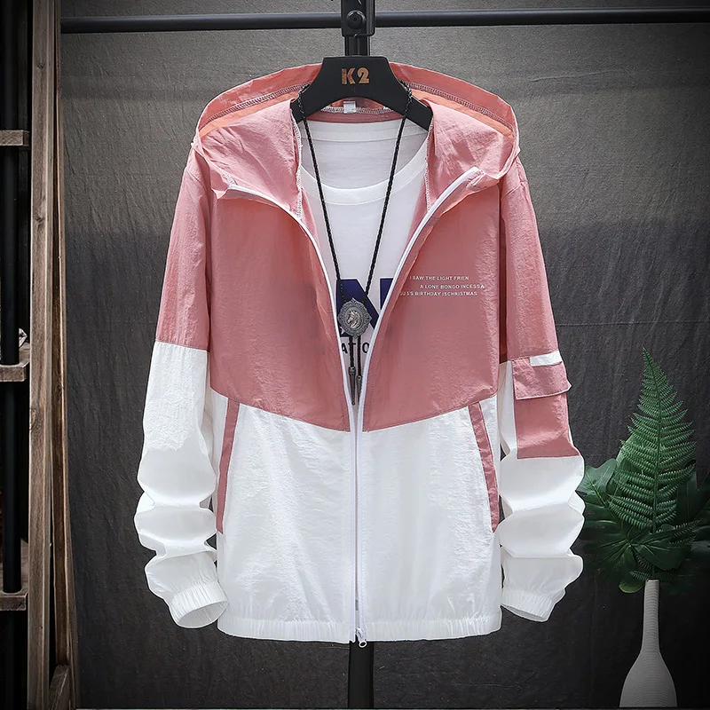 Summer Men's Sun Protection Shirt Thin Quick Drying Hood Windproof Jacket Breathable Letter Print Casual and Versatile Cardigan - Image 7